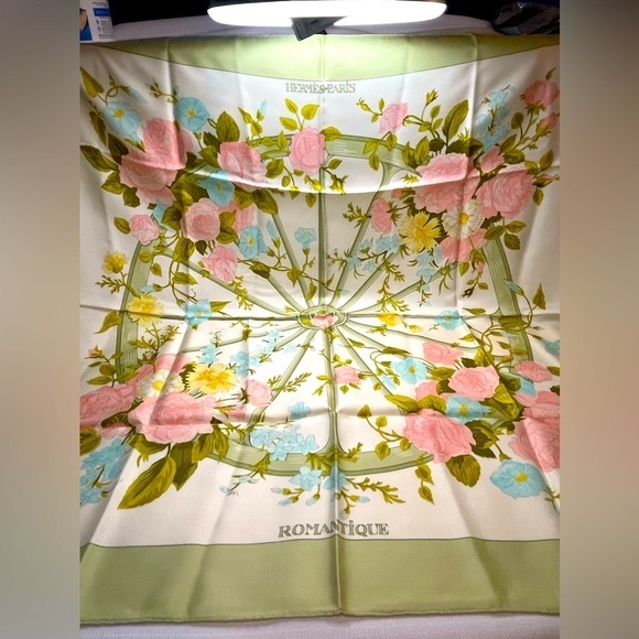 Hermes Accessories - Authentic Pre-Owned Hermes “Romantique” 100% Silk Scarf with Rolled Edges